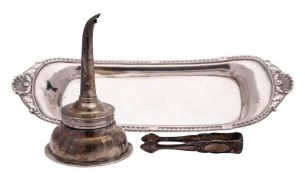 A George III silver snuffer tray, maker's mark worn possibly Rebecca Emes & Edward Barnard I,