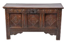 A Charles II carved oak coffer, circa 1670,