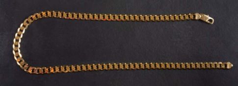 A flattened, curb-link necklace,: stamped '375', length ca. 55.5cm, total weight ca. 50.