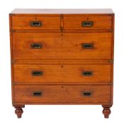 A fine Victorian teak and gilt brass fitted campaign chest of drawers, by Army & Navy CSL,