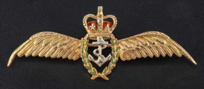 A 9ct gold, red and green enamel, Royal Navy Fleet Air Arm Sweetheart brooch,