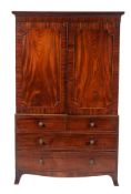 A George III mahogany linen press, late 18th century,
