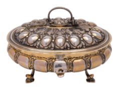 A George V silver gilt sugar box, maker Goldsmith and Silversmiths Co Ltd.