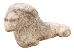A sculpted limestone model of a lion, probably 15th / 16th century,