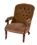 A Regency mahogany and upholstered library armchair, circa 1815,