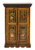 A north west Indian painted hardwood side cabinet, early 20th century,