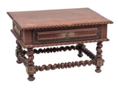 A Dutch Colonial rosewood low table in 17th century style, early 20th century,
