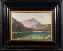 Adalbert Waagen [1833-1898]- Hoher Göll,:- signed and inscribed on the reverse oil on card, 13.