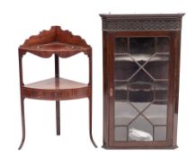 A mahogany and glazed hanging corner cabinet in George III style, early 20th century,