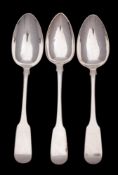 A pair of William IV provincial silver Fiddle pattern tablespoons, maker William Hope, Exeter,