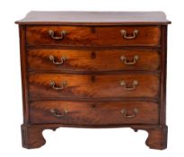 A George III mahogany and banded serpentine front chest of drawers, circa 1775,