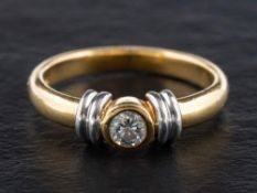 An 18ct gold, round, brilliant-cut diamond single-stone ring,: estimated diamond weight ca. 0.