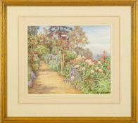 Beatrice Emma Parsons [1870-1955]- Garden at Porlock Bay, Somerset,:- signed watercolour,