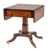 A Regency rosewood and brass inlaid Pembroke table, circa 1815,