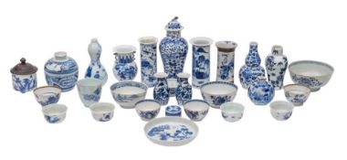 A mixed lot of Chinese and Japanese blue and white porcelain: including small vases, teawares etc,