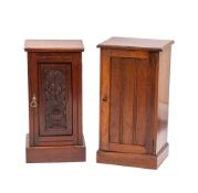 Two Victorian pot cupboards, last quarter 19th century,: the oak example with panel door; 76cm high,