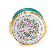 Halcyon Days a 20th century enamel patch box and cover: of circular outline, 5cm diameter.