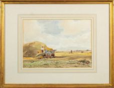 Claude Hayes [1852-1922]- Haymaking, Norfolk,:- signed, watercolour, 24 x 34cm,