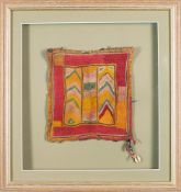 An Oceanic fabric panel: with central horizontal band of colours flanked by geometric bands within