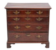A George II oak chest of drawers, mid 18th century,