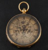 A Swiss fob watch marked 15K: with cylinder escapement signed Girardin, Geneve,