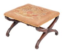 A Regency mahogany 'X' frame stool, circa 1815,