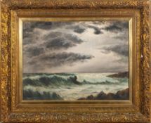 F. Frampton [19/20th Century]- Breaking wave,:- signed and dated 1913 oil on board, 43 x 58cm.