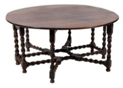A Charles II oak gateleg table, circa 1675,