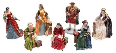 Seven Royal Doulton figures King Henry VIII and his wives: from a numbered limited edition of 9500,