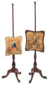A pair of Regency rosewood polescreens, early 19th century,
