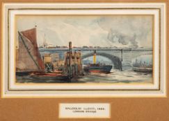R. Malcolm Lloyd [19/20th Century]- A busy scene, London Bridge,:- watercolour, 7.5 x 15cm.