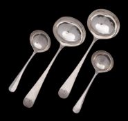 A pair of George III silver Old English pattern sauce ladles, maker Stephen Adams II, London,