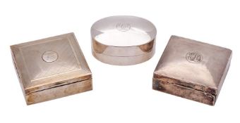 An Edward VII silver box and cover, maker Charles Fox & Co Ltd, London, 1909: monogrammed,