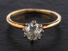 An old-cut, single-stone diamond ring,: estimated diamond weight ca. 0.