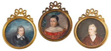 English School 19th Century after earlier originals- Miniature portraits of William Lenthal,