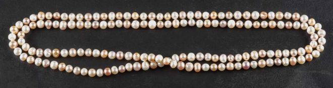 A single-row of baroque-formed, cultured freshwater pearls,