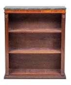 A mahogany and marble topped open bookcase in Regency style, 20th century,