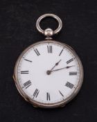 A lady's silver pocket watch: the Swiss bar movement having a cylinder escapement,