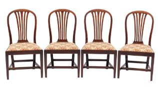 A set of four George III mahogany side chairs, last quarter 18th century,