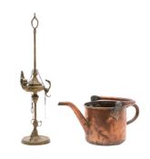 WITHDRAWN A copper watering can: of cylindrical outline, with swept spout and loop carrying handle,