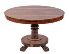 A Regency rosewood circular breakfast table, circa 1815,