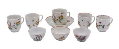 A group of three Plymouth coffee cups, two Bristol coffee cups,
