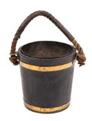 A Victorian stained oak and brass bound bucket, last quarter 19th century,