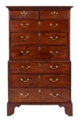 A George III mahogany chest on chest, last quarter 18th century,
