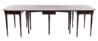 A stained mahogany extending dining table in Regency style, 20th century,