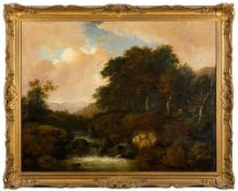 Attributed to William Traies [1789-1872]- Fisherman at an upland pool,