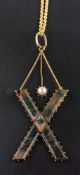 A moss agate and mabe pearl pendant,