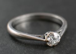 An old-cut diamond, single-stone ring,: estimated diamond weight ca 0.