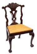 An Anglo Indian carved and stained hardwood side chair, loosely in George II style, 19th century,