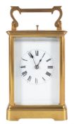 A Victorian French Corniche carriage clock: the eight-day duration movement having a silvered